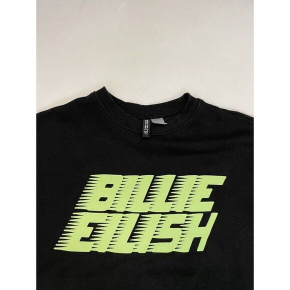 H&M Billie Eilish Graphic Crewneck Sweatshirt Women XS Black Music - Picture 2 of 5